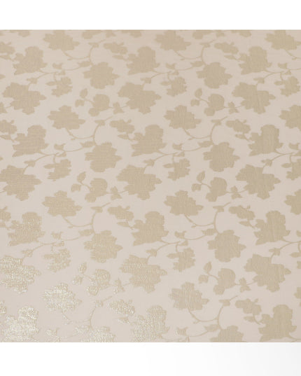 Ivory Silk Chiffon Metallic Floral Fabric with metallic lurex - 110 cm Wide-D20026