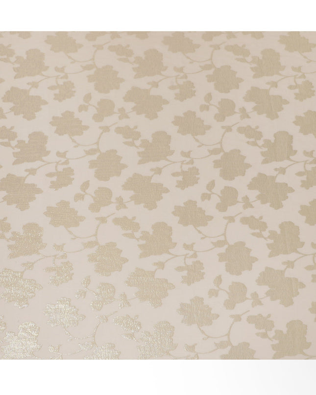 Ivory Silk Chiffon Metallic Floral Fabric with metallic lurex - 110 cm Wide-D20026