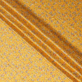 قماش ساتان مودال صناعي مع زخارف حجرية، تصميم زهور، أصفر خردل، عرض 110 سم - 20036