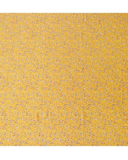 Synthetic Modal Satin Fabric with Stone Work, Floral Design, Mustard Yellow, 110 cm Width-20036