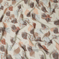 Stylish Cream and Brown Synthetic Modal Satin Fabric with Leaf Pattern and Stone Work, 110 cm Width-20042