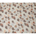 Stylish Cream and Brown Synthetic Modal Satin Fabric with Leaf Pattern and Stone Work, 110 cm Width-20042
