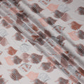 Modern Beige and Rust Synthetic Modal Satin Fabric with Leaf Pattern and Stone Work, 110 cm Width-20043