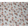 Elegant Grey Synthetic Modal Satin Fabric with Rust and Beige Leaf Pattern and Stone Work, 110 cm Width-20044