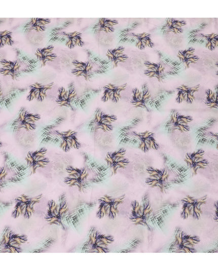 Stunning Lilac Synthetic Modal Satin Fabric with Abstract Design and Stone Work, 110 cm Width-20045