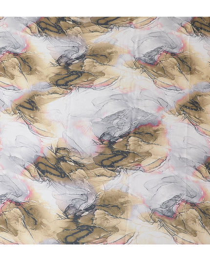 Elegant Marble Print Synthetic Modal Satin Fabric with Stone Work, 110 cm Width-20046