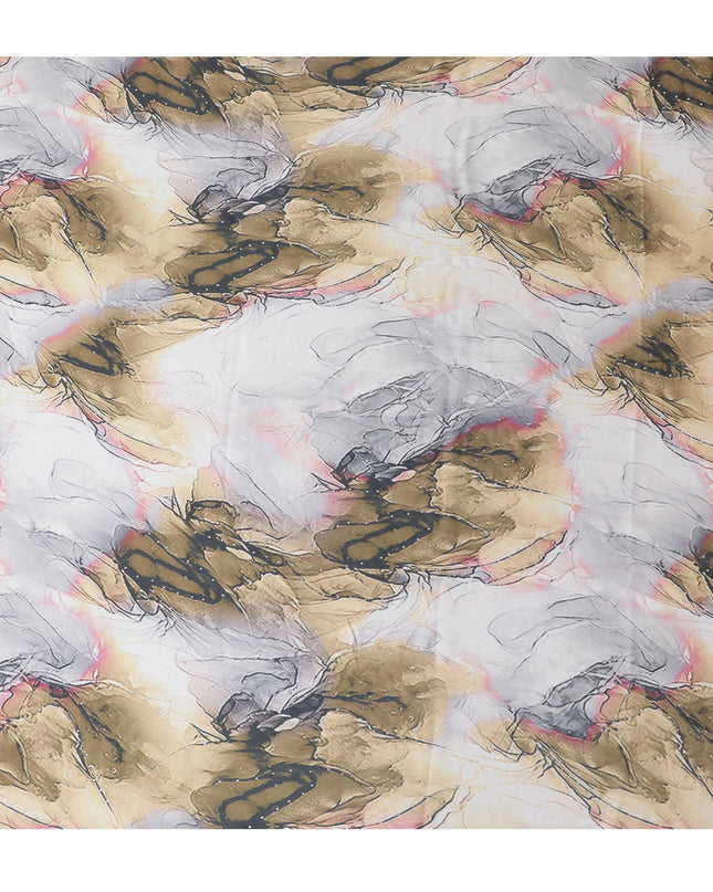 Elegant Marble Print Synthetic Modal Satin Fabric with Stone Work, 110 cm Width-20046