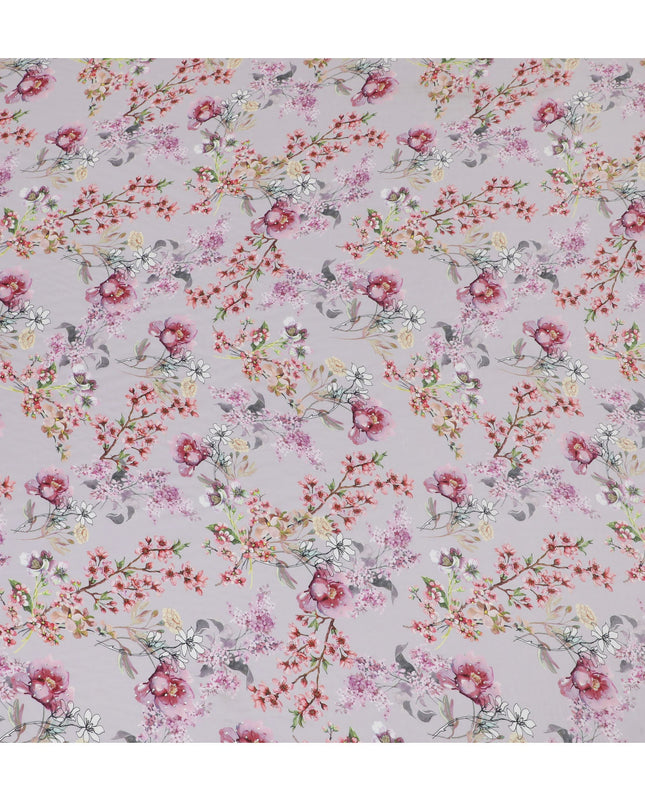 Delicate Blush Crepe Fabric with Vibrant Floral Print and Stone Accents, 110 cm Width - Imported from India-D20254