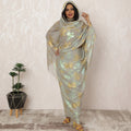 Elegant Grey Sudanese Thobe Fabric in Silk Chiffon with Metallic Lurex, 4.5 Meters, 110 cm Width-D20354