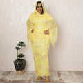 Bright Yellow Sudanese Thobe Fabric in Silk Chiffon with Metallic Lurex, 4.5 Meters, 110 cm Width-D20358