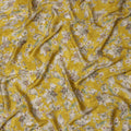 Mustard Yellow Viscose Crepe Printed Fabric with White Floral Design, 110 cm Width
-D20454 Regal Fabrics