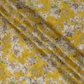 Mustard Yellow Viscose Crepe Printed Fabric with White Floral Design, 110 cm Width
-D20454 Regal Fabrics