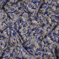 Deep Blue Viscose Crepe Printed Fabric with Lavender Floral Design, 110 cm Width-D20455