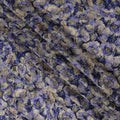 Deep Blue Viscose Crepe Printed Fabric with Lavender Floral Design, 110 cm Width-D20455