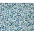 قماش كريب فيسكوز أزرق مائي مطبوع بتصميم زهور باللونين الأزرق والأخضر، عرض 110 سم - D20457