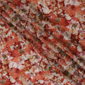 Terracotta and Cream Viscose Crepe Printed Fabric with Floral Design, 110 cm Width-D20461