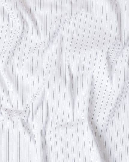 Classic White 100% Cotton Tuxedo Shirting Fabric with Fine Pinstripes, 150 cm Width, Made in Switzerland-D20467