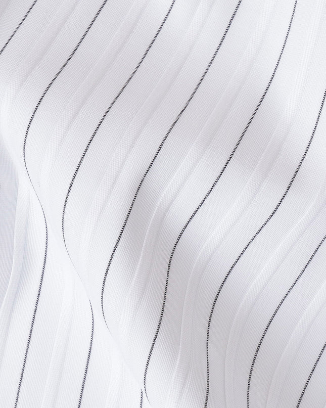 Classic White 100% Cotton Tuxedo Shirting Fabric with Fine Pinstripes, 150 cm Width, Made in Switzerland-D20467