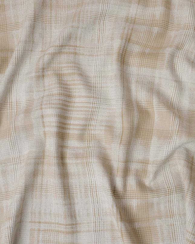 Cream and Beige Plaid 100% Cotton Shirting Fabric, 150 cm Width, Made in Italy-D20468