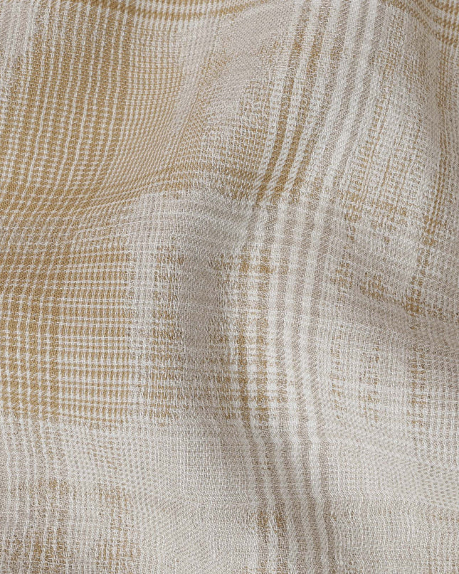 Cream and Beige Plaid 100% Cotton Shirting Fabric, 150 cm Width, Made in Italy-D20468