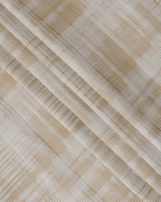 Cream and Beige Plaid 100% Cotton Shirting Fabric, 150 cm Width, Made in Italy-D20468