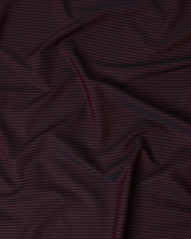 Deep Burgundy and Black Striped 100% Cotton Shirting Fabric, 150 cm Width, Made in Italy-D20469