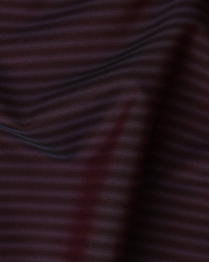 Deep Burgundy and Black Striped 100% Cotton Shirting Fabric, 150 cm Width, Made in Italy-D20469