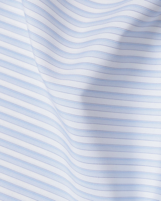 Sky Blue and White Striped 100% Cotton Shirting Fabric, 150 cm Width, Made in Italy-D20470