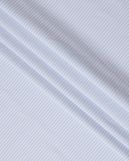 Sky Blue and White Striped 100% Cotton Shirting Fabric, 150 cm Width, Made in Italy-D20470