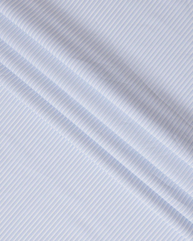 Sky Blue and White Striped 100% Cotton Shirting Fabric, 150 cm Width, Made in Italy-D20470