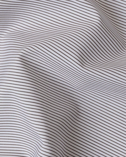 Charcoal and White Micro Striped 100% Cotton Shirting Fabric, 150 cm Width, Made in Italy-D20471