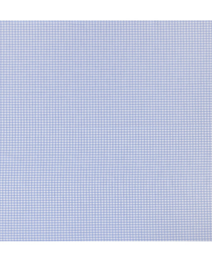 Light Blue and White Gingham Check 100% Cotton Shirting Fabric, 150 cm Width, Made in Italy-D20472