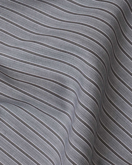 Slate Grey and White Pinstriped 100% Cotton Shirting Fabric, 150 cm Width, Made in Italy
-D20474