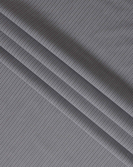 Slate Grey and White Pinstriped 100% Cotton Shirting Fabric, 150 cm Width, Made in Italy
-D20474