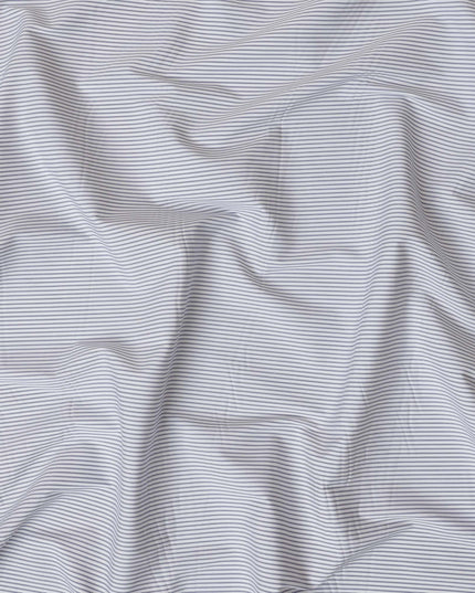 White and Grey Micro Striped 100% Cotton Shirting Fabric, 150 cm Width, Made in Italy-D20475