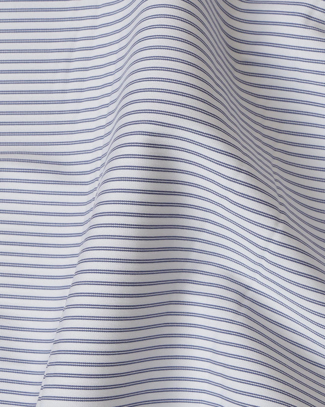 White and Grey Micro Striped 100% Cotton Shirting Fabric, 150 cm Width, Made in Italy-D20475