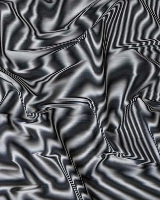 Black and White Micro Striped 100% Cotton Shirting Fabric, 150 cm Width, Made in Italy-D20476