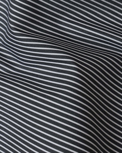 Black and White Micro Striped 100% Cotton Shirting Fabric, 150 cm Width, Made in Italy-D20476