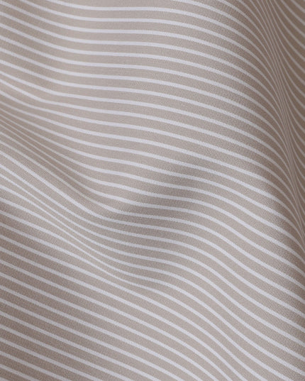 Beige and White Micro Striped 100% Cotton Shirting Fabric, 150 cm Width, Made in Italy-D20477