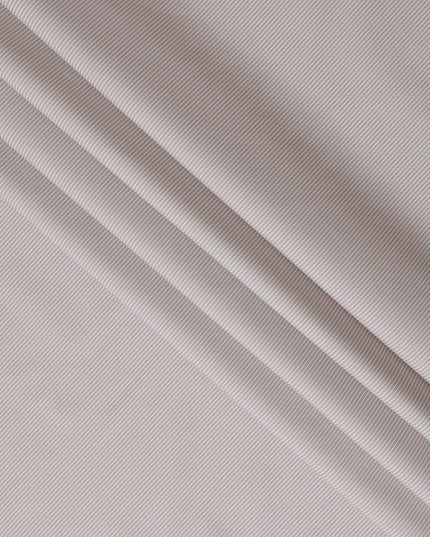 Beige and White Micro Striped 100% Cotton Shirting Fabric, 150 cm Width, Made in Italy-D20477