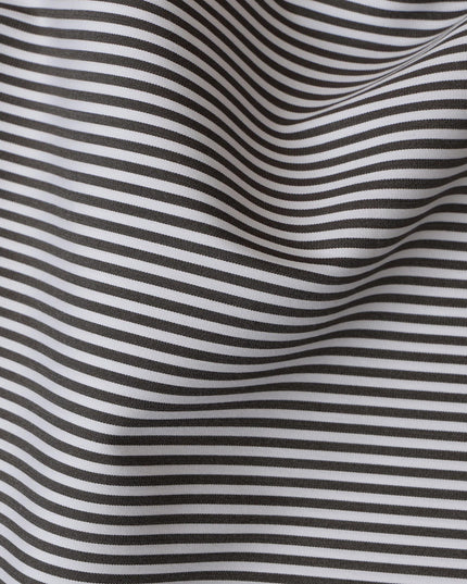 Black and Grey Micro Striped 100% Cotton Shirting Fabric, 150 cm Width, Made in Italy-D20478