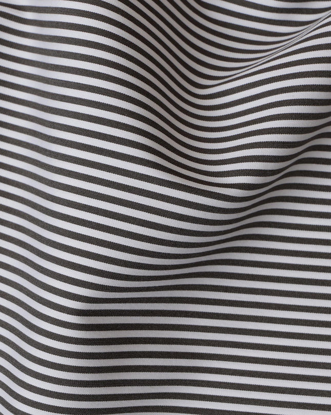 Black and Grey Micro Striped 100% Cotton Shirting Fabric, 150 cm Width, Made in Italy-D20478