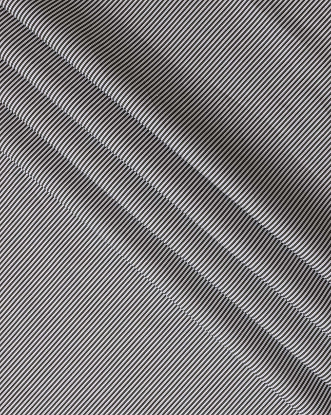 Black and Grey Micro Striped 100% Cotton Shirting Fabric, 150 cm Width, Made in Italy-D20478