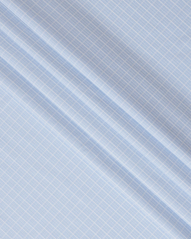 Light Blue and White Windowpane Check 100% Cotton Shirting Fabric, 150 cm Width, Made in Italy-D20479