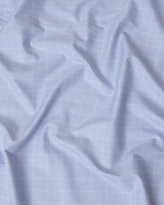 Light Blue and White Plaid 100% Cotton Shirting Fabric, 150 cm Width, Made in Italy-D20485