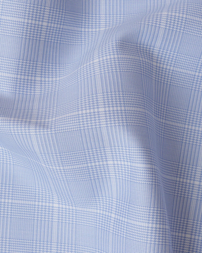 Light Blue and White Plaid 100% Cotton Shirting Fabric, 150 cm Width, Made in Italy-D20485