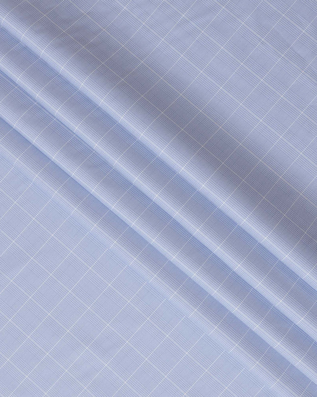 Light Blue and White Plaid 100% Cotton Shirting Fabric, 150 cm Width, Made in Italy-D20485