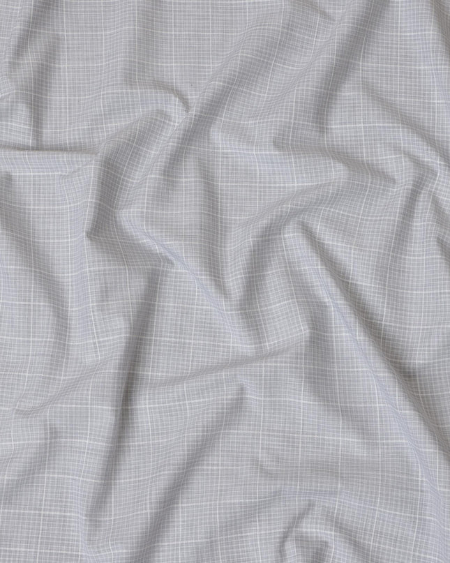 Light Grey and White Plaid 100% Cotton Shirting Fabric, 150 cm Width, Made in Italy-D20487