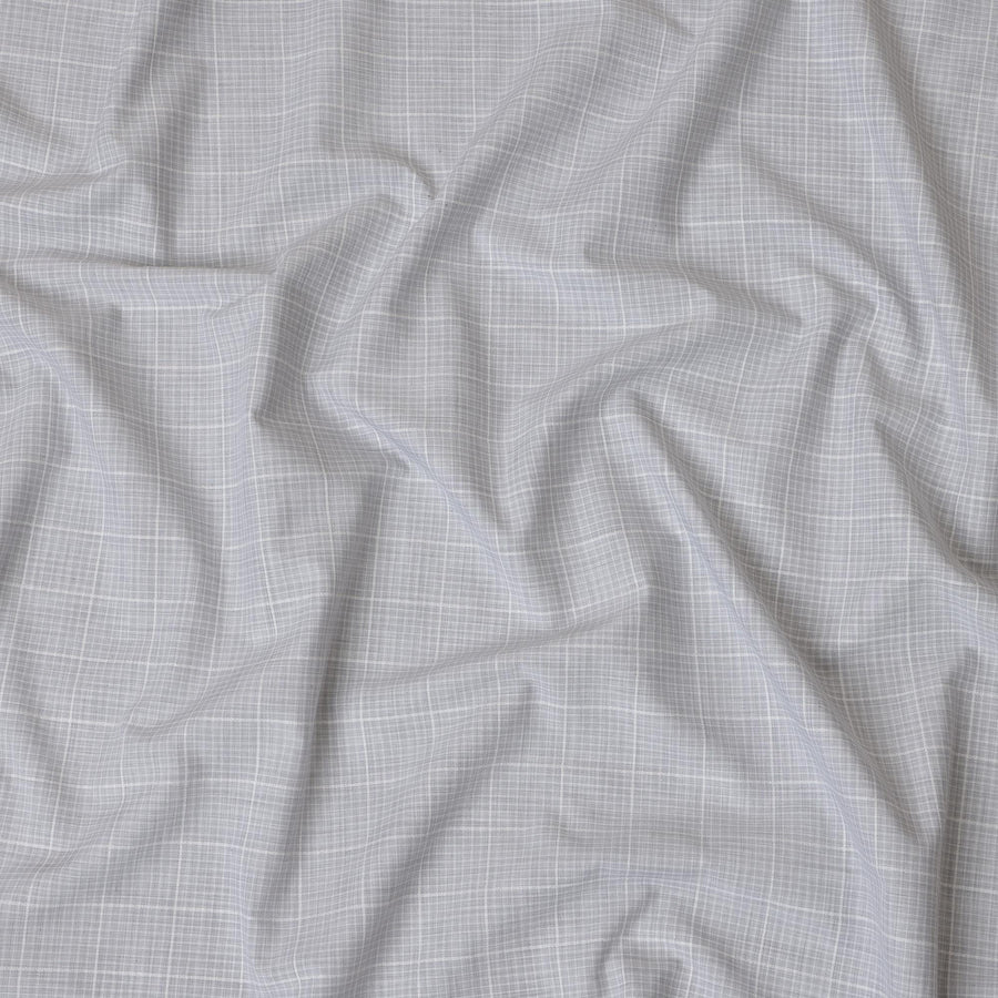 قماش قمصان من القطن بنسبة 100%، منقوش باللونين الرمادي الفاتح والأبيض، عرض 150 سم، صنع في إيطاليا - D20487