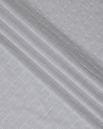 Light Grey and White Plaid 100% Cotton Shirting Fabric, 150 cm Width, Made in Italy-D20487